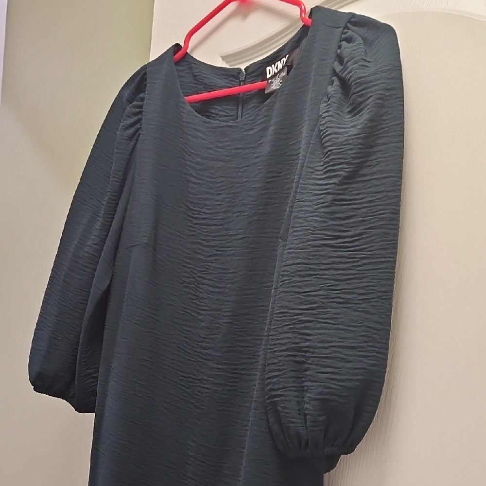 DKNY Textured Dark Green Dress